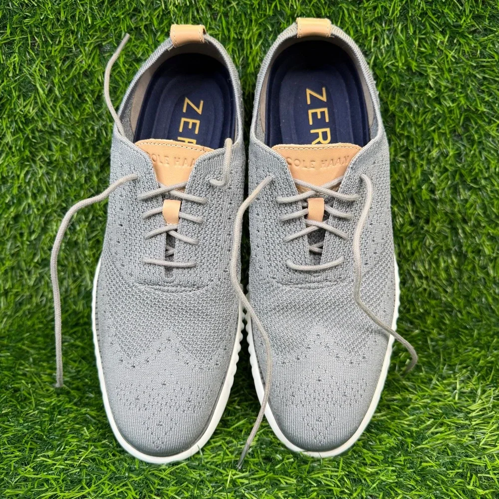 Cole Haan Zerogrand Mens 10 Stitchlite Wingtip Oxford Grey Knit C27947 Grand.OS